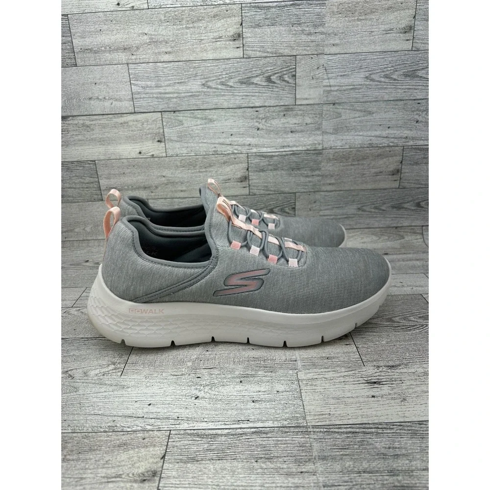 Skechers GoWalk 6 Women Size‎ 10 Grey Pink Slip On Walking Shoes 124956 GYPK
